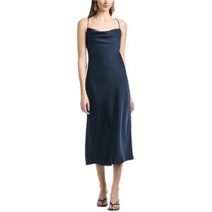 bebe Midnight Blue Satin Midi Dress